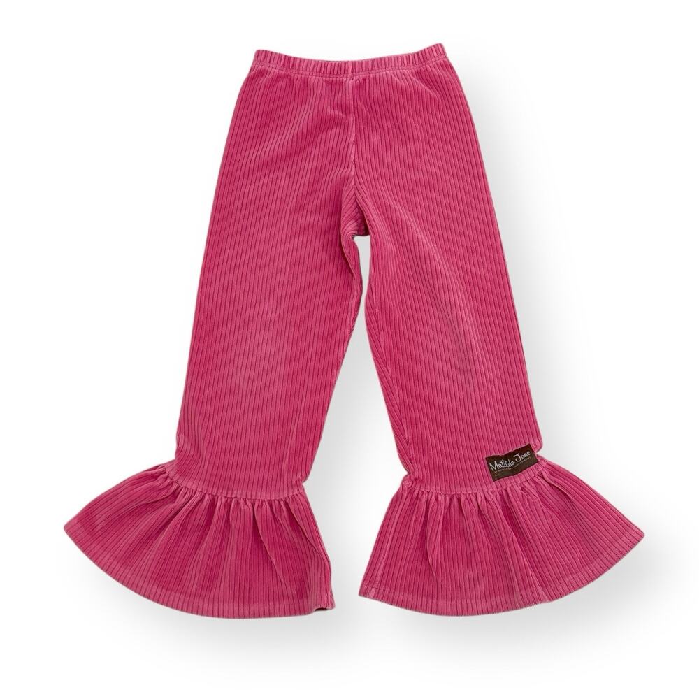 Matilda Jane Fruit Basket Big Ruffles Girls Size 8 Corduroy Pink Soft Pants